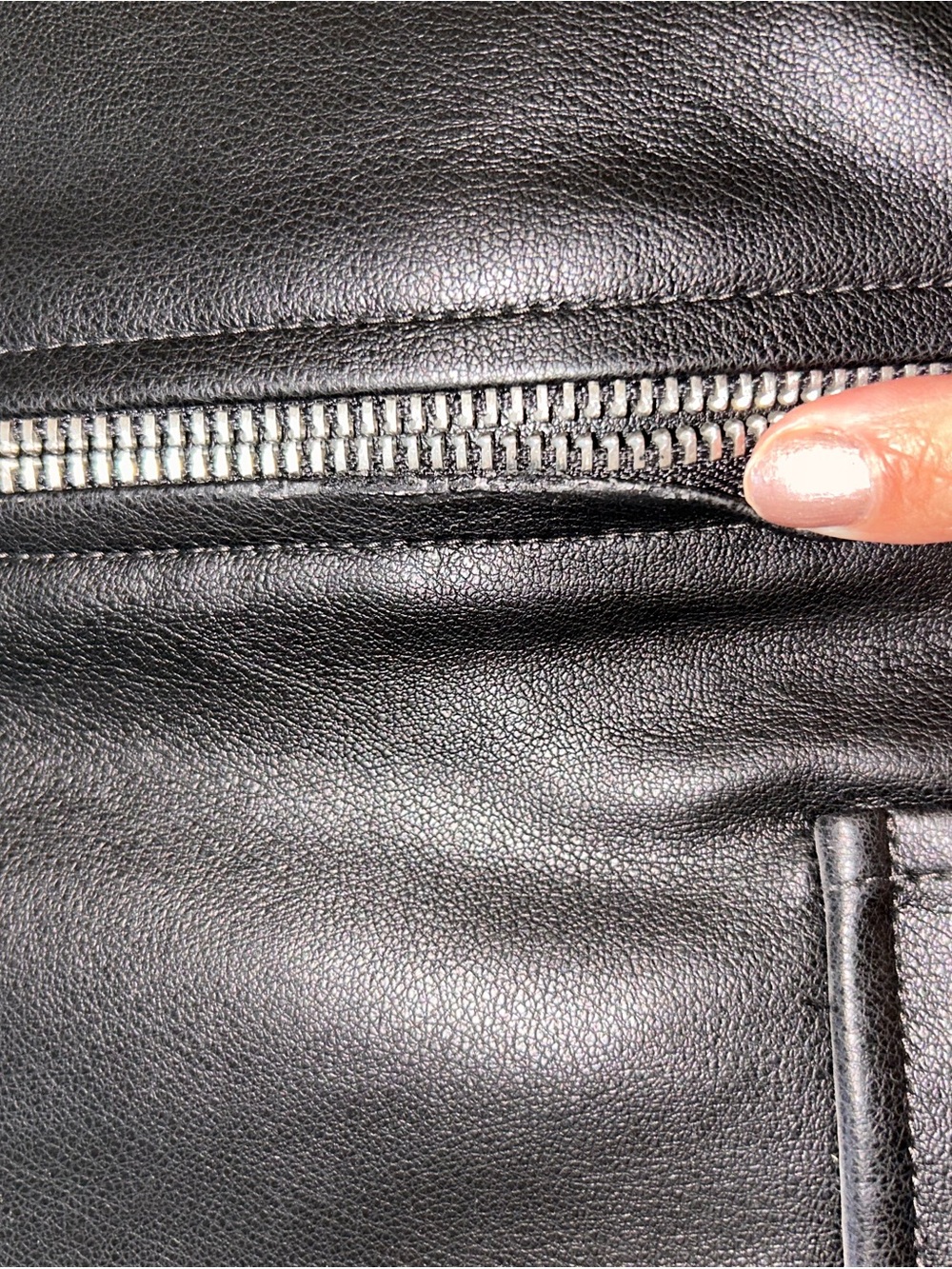 GAP Black Vegan Leather Flight Jacket with Shearling Collar - Picture 14 of 16